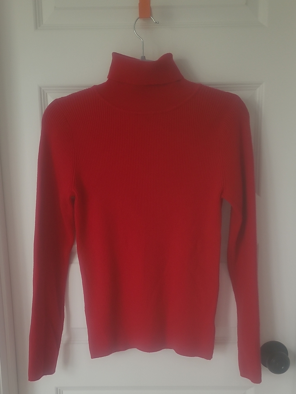 Women's Express Red Ribbed Turtleneck Sweater Slim Fit Large